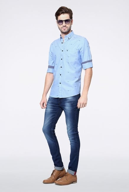 Allen Solly Light Blue Printed Casual Shirt Allen Solly Light Blue Printed Casual Shirt
