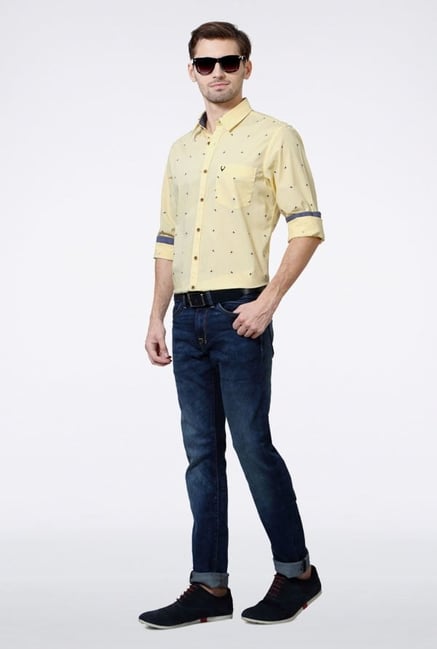 Allen Solly Yellow Printed Casual Shirt Allen Solly Yellow Printed Casual Shirt