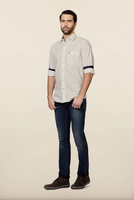 Allen Solly White Printed Slim fit Casual Shirt Allen Solly White Printed Slim fit Casual Shirt