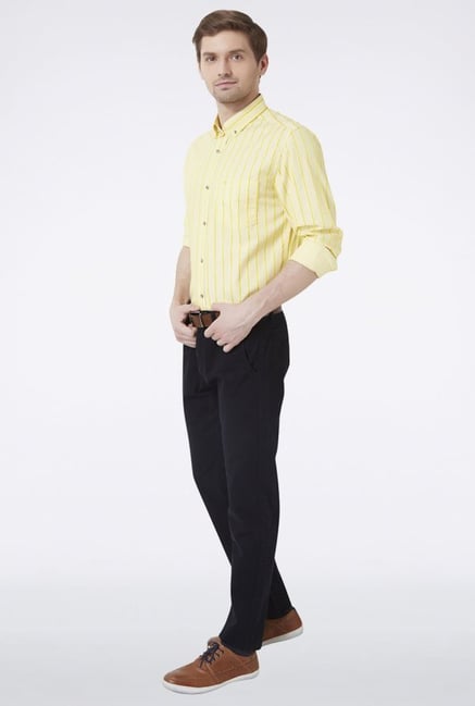 Peter England Yellow Striped Slim fit Casual Shirt Peter England Yellow Striped Slim fit Casual Shirt