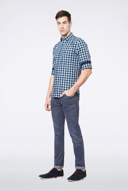 Allen Solly Navy Checks Casual Shirt Allen Solly Navy Checks Casual Shirt