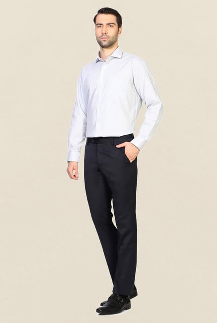 Allen Solly Navy Solid Flat Front Trouser Allen Solly Navy Solid Flat Front Trouser