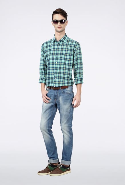 Allen Solly Navy Checks Slim fit Casual Shirt Allen Solly Navy Checks Slim fit Casual Shirt
