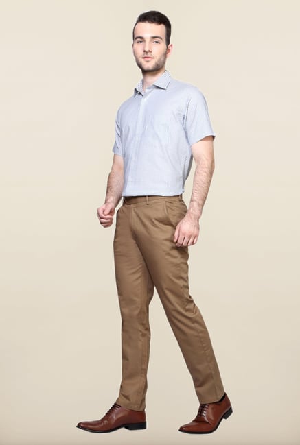 Peter England Brown Solid Cotton Trouser Peter England Brown Solid Cotton Trouser