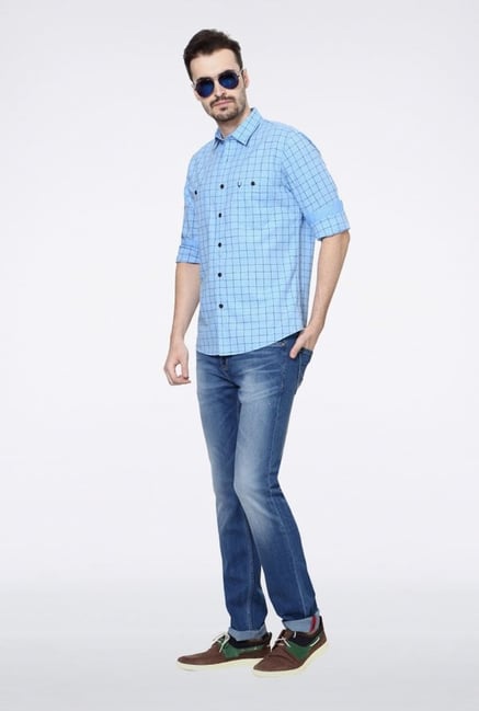 Allen Solly Blue Checks Casual Shirt Allen Solly Blue Checks Casual Shirt