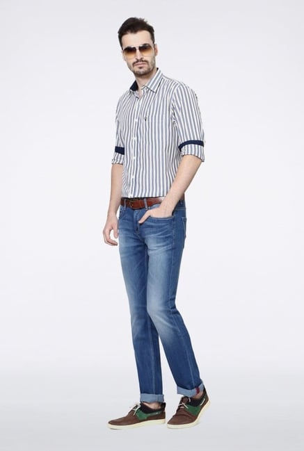 Allen Solly Blue Striped Casual Shirt Allen Solly Blue Striped Casual Shirt