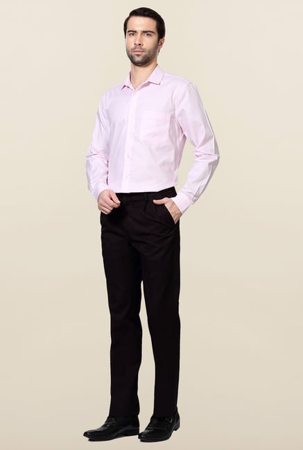 Allen Solly Black Solid Cotton Trousers Allen Solly Black Solid Cotton Trousers