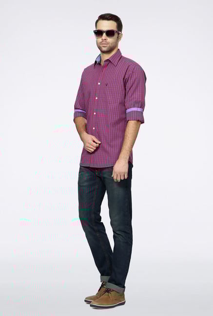 Allen Solly Red Gingham Checks Slim fit Casual Shirt Allen Solly Red Gingham Checks Slim fit Casual Shirt