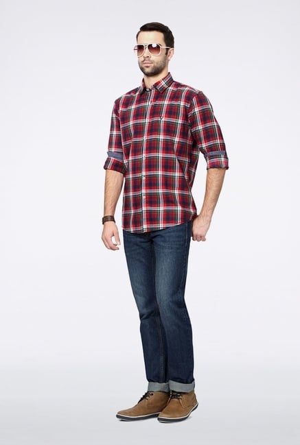 Allen Solly Red Checks Casual Shirt Allen Solly Red Checks Casual Shirt