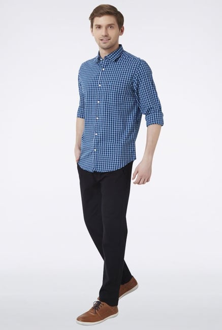 Peter England Blue Checks Casual Shirt Peter England Blue Checks Casual Shirt