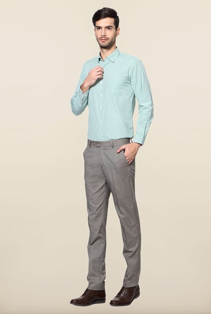 Peter England Grey Solid Slim Fit Trouser Peter England Grey Solid Slim Fit Trouser