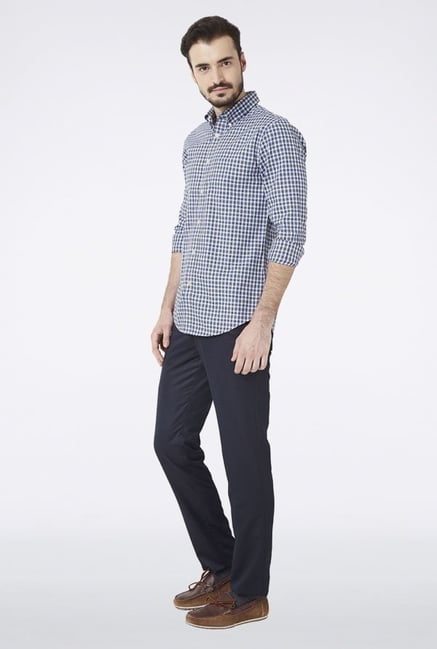 Peter England Blue Checks Slim fit Casual Shirt Peter England Blue Checks Slim fit Casual Shirt