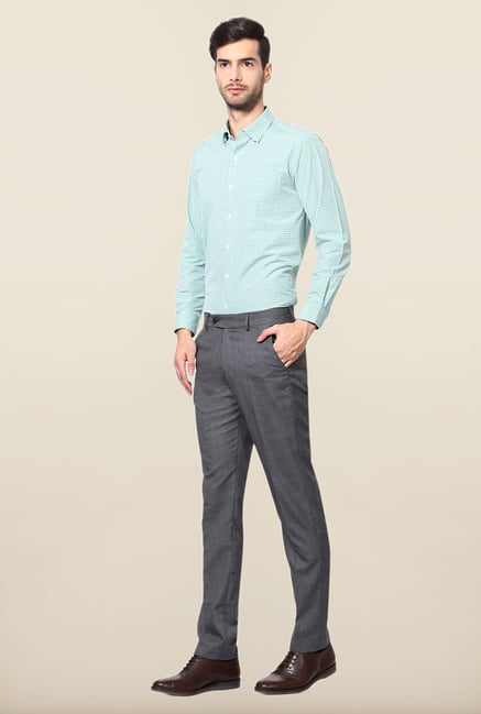 Peter England Grey Flat Front Slim Fit Trouser Peter England Grey Flat Front Slim Fit Trouser
