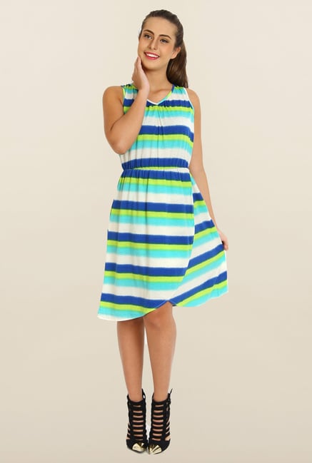 Avirate Multicolor Stripes A-Line Dress Avirate Multicolor Stripes A-Line Dress