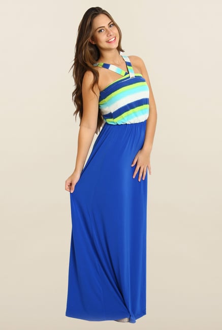 Avirate Blue Stripes Maxi Dress Avirate Blue Stripes Maxi Dress