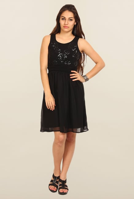 Avirate Black Solid A-Line Dress Avirate Black Solid A-Line Dress