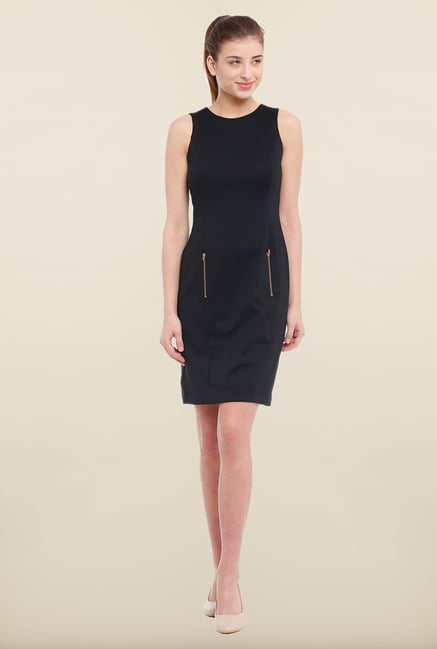 Avirate Black Solid Shift Dress Avirate Black Solid Shift Dress