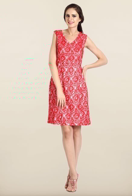 Avirate Red Lace Princess Panel Dress Avirate Red Lace Princess Panel Dress