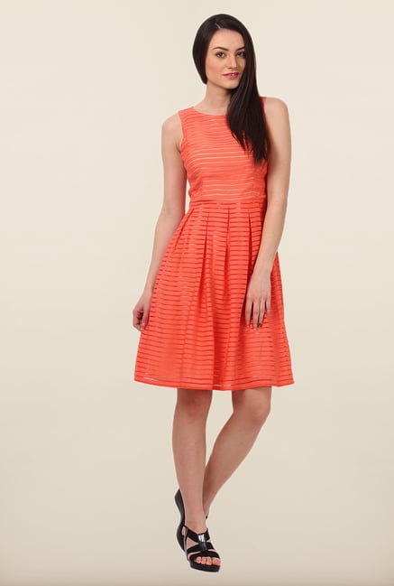 Avirate Orange Self Princess Panel Dress Avirate Orange Self Princess Panel Dress