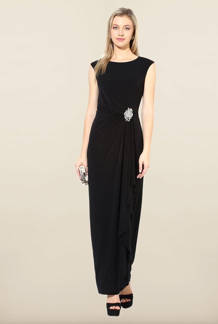 Avirate Black Solid Jersey Dress Avirate Black Solid Jersey Dress