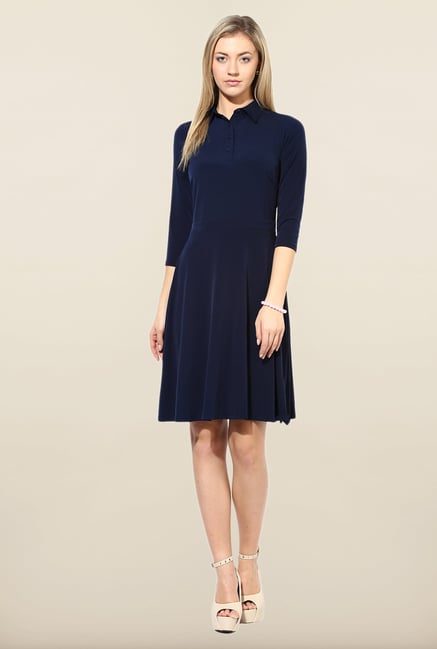 Avirate Navy Solid Princess Panel Dress Avirate Navy Solid Princess Panel Dress