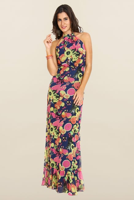 Avirate Multicolor Printed Halter Neck Casual Dress Avirate Multicolor Printed Halter Neck Casual Dress