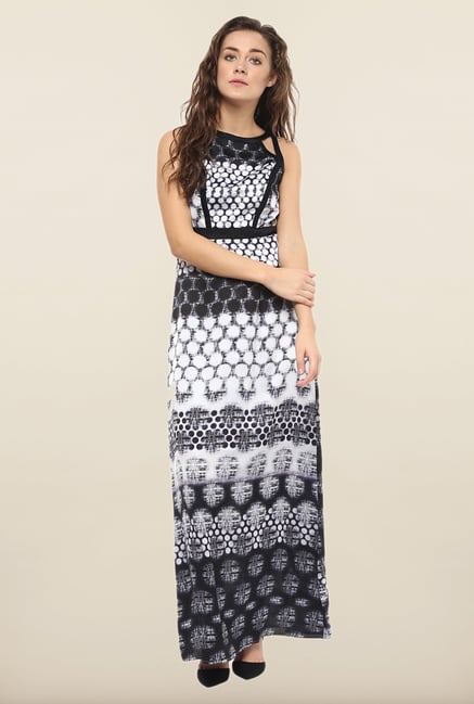 Avirate Black & White Printed Maxi Dress Avirate Black & White Printed Maxi Dress