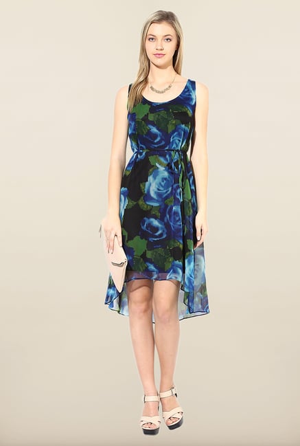 Avirate Green & Blue Printed High-Low Dress Avirate Green & Blue Printed High-Low Dress
