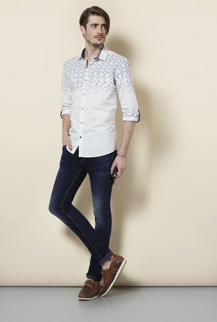 Killer White Grid Printed Shirt Killer White Grid Printed Shirt