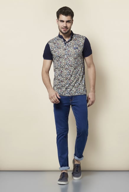 Lawman Navy Printed Cotton T shirt Lawman Navy Printed Cotton T shirt
