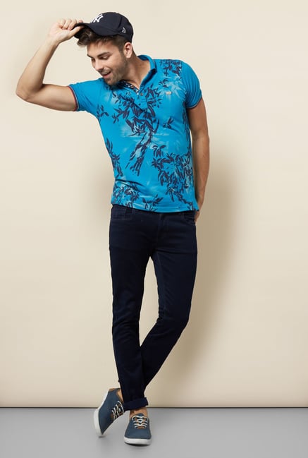Lawman Blue Printed Slim Fit T shirt Lawman Blue Printed Slim Fit T shirt