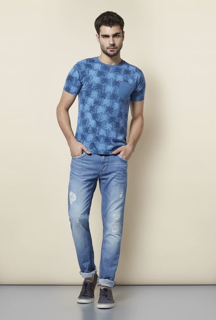 Lawman Blue Distressed Slim Fit Jeans Lawman Blue Distressed Slim Fit Jeans