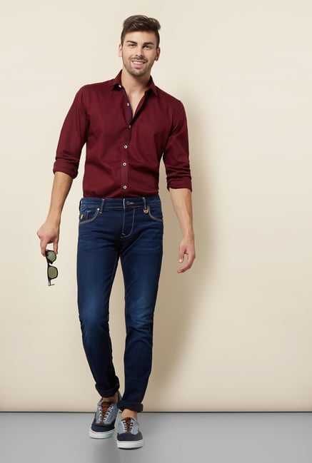 Lawman Maroon Cotton Casual Shirt Lawman Maroon Cotton Casual Shirt
