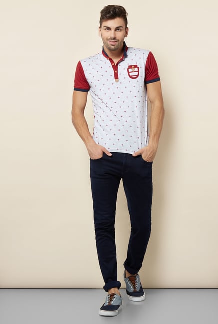 Lawman White & Maroon Printed T shirt Lawman White & Maroon Printed T shirt