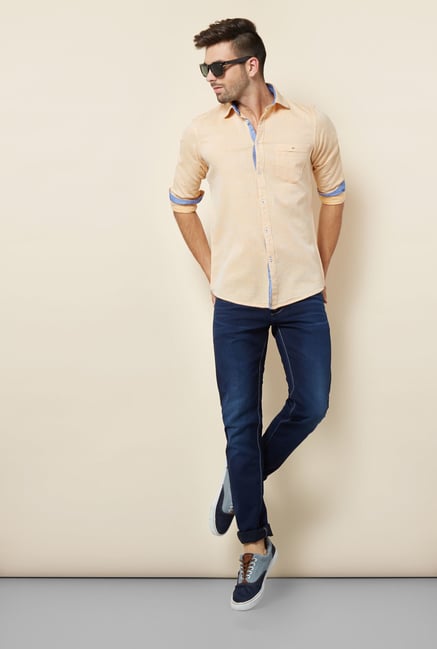 Lawman Ochre Solid Casual Shirt Lawman Ochre Solid Casual Shirt