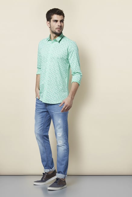 Lawman Sea Green Floral Print Shirt Lawman Sea Green Floral Print Shirt