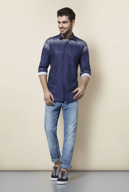 Lawman Navy Printed Casual Shirt Lawman Navy Printed Casual Shirt