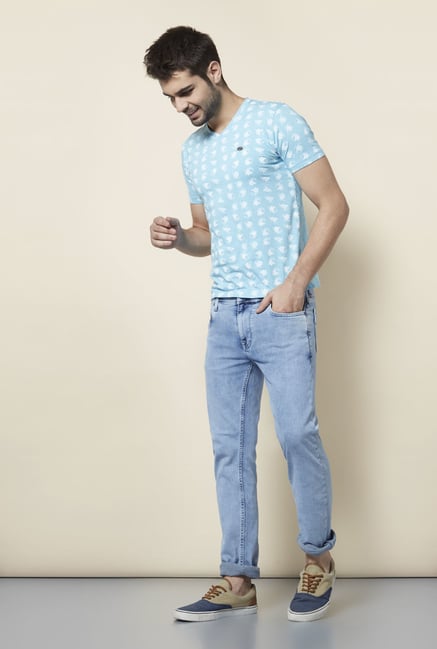 Lawman Sky Blue Foral Print T shirt Lawman Sky Blue Foral Print T shirt