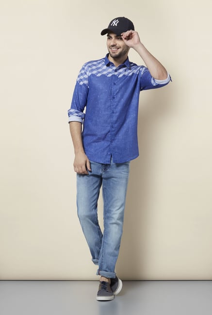 Lawman Navy Printed Slim Fit Shirt Lawman Navy Printed Slim Fit Shirt