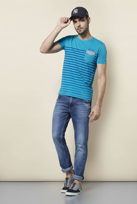 Lawman Teal Striped T shirt Lawman Teal Striped T shirt
