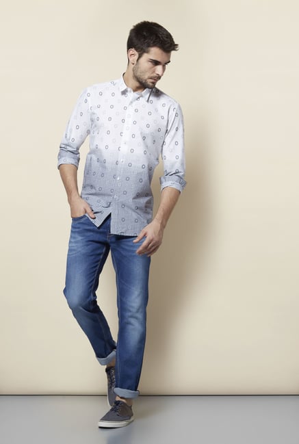 Lawman White & Grey Printed Casual Shirt Lawman White & Grey Printed Casual Shirt