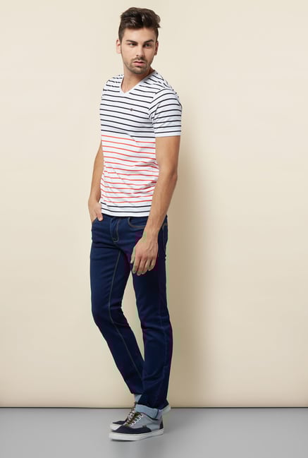 Lawman White & Orange Striped T shirt Lawman White & Orange Striped T shirt