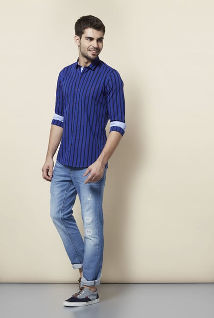 Lawman Navy Striped Casual Shirt Lawman Navy Striped Casual Shirt