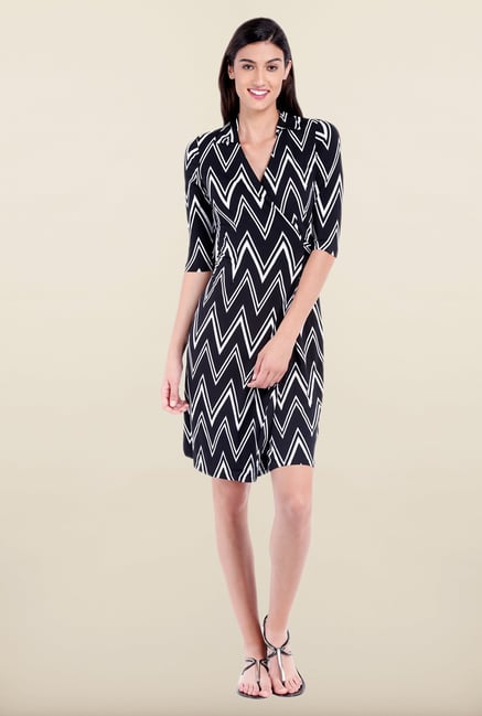 Avirate Black Aztec Print A-Line Dress Avirate Black Aztec Print A-Line Dress