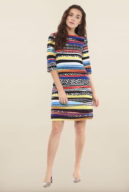 Avirate Multicolor Printed Casual Shift Dress Avirate Multicolor Printed Casual Shift Dress