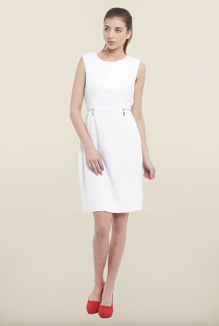 Avirate White Solid Shift Dress Avirate White Solid Shift Dress