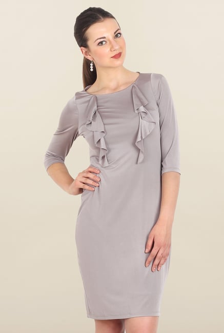 Avirate Grey Solid Shift Dress Avirate Grey Solid Shift Dress