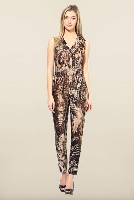 Avirate Brown Animal Printed Jumpsuit Avirate Brown Animal Printed Jumpsuit