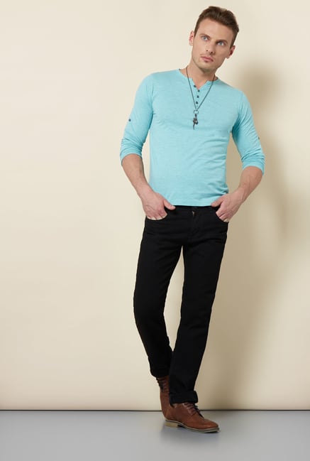 Killer Sky Blue Henley Neck T Shirt Killer Sky Blue Henley Neck T Shirt