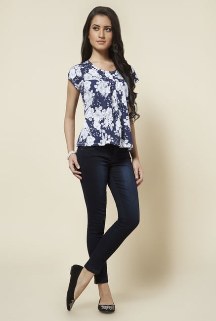Zudio Navy Kaeki Printed Top Zudio Navy Kaeki Printed Top